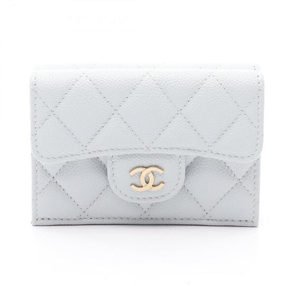 CHANEL Handbags - CHANEL Authentic Blue Leather Wallet